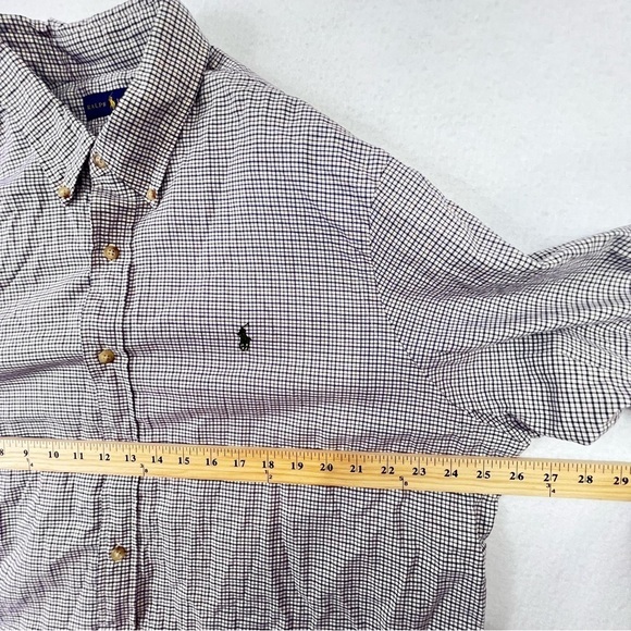 Polo Ralph Lauren Plaid Button Down Shirt XXL Blue White Long Sleeve Classic Fit - Picture 4 of 8